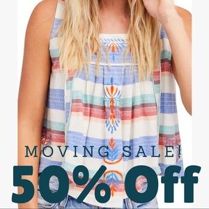 NWOT Free People embroidered swing tank